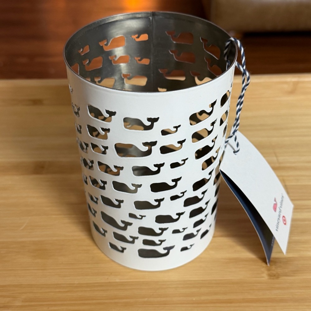 NWT Limited Edition Vineyard Vines x Target Whale Pattern Pillar Candle Lantern